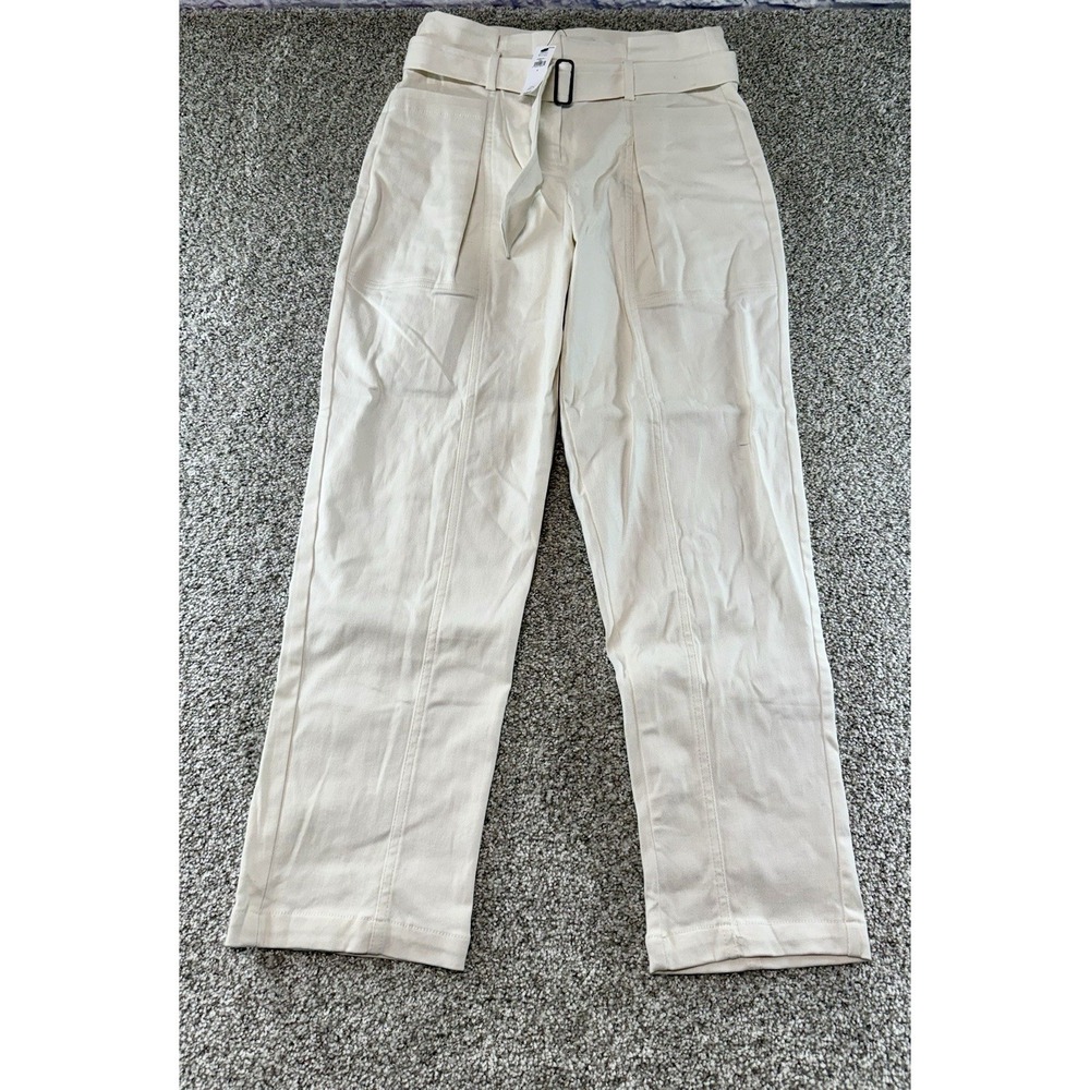 Banana Republic Jeans Women's High Rise Tapered Leg Denim Size 4 Ivory $100 NWT